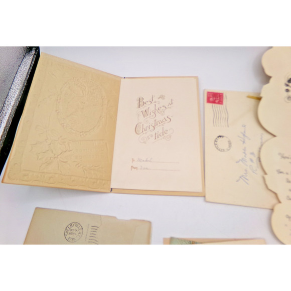 Vintage MCM Christmas Greeting Card Cute Girl Glitter Muff Happy New Year & more - Picture 13 of 16